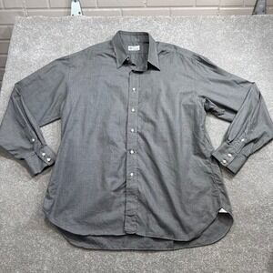 Borrelli Hand Made for Neiman Marcus Grey Micro Check Button Shirt Italy XL